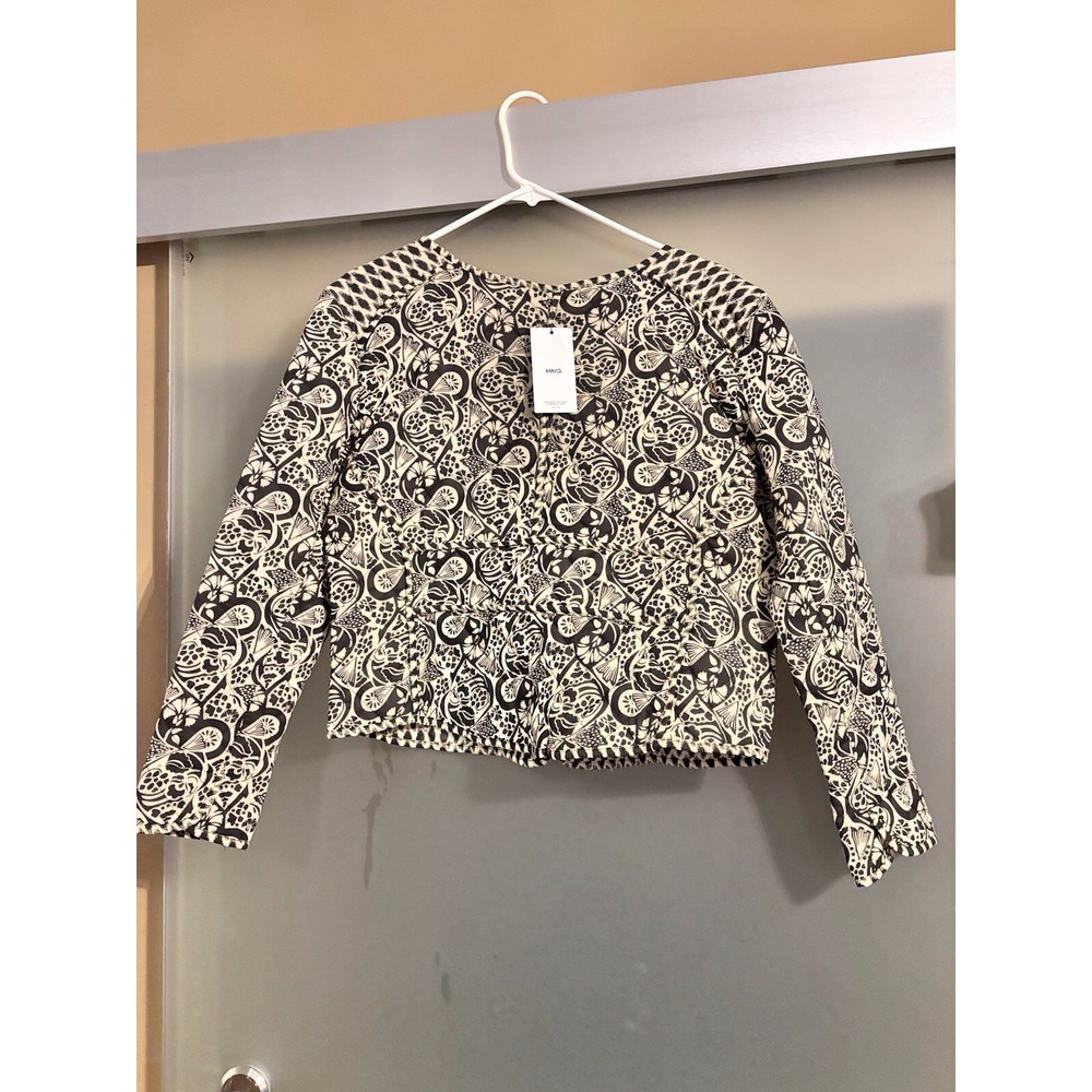 MNG Casual Jacket Black And Beige Quilted Women's Size Large